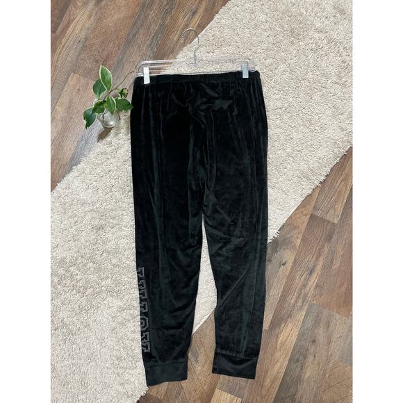 Juicy Couture Medium Black Soft Cozy Velour Embellished Y2K Vibes Jogger Pants - Picture 4 of 7